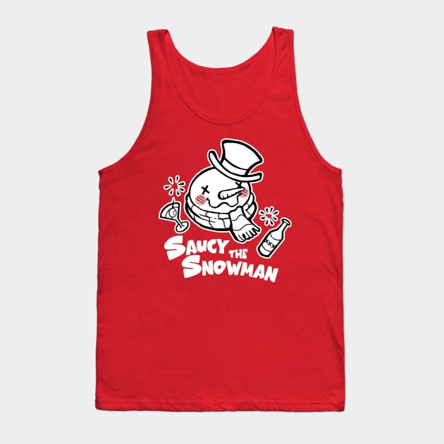 Saucy The Snowman - Frosty Humor - White Outlined Version Tank Top by Nat Ewert Art